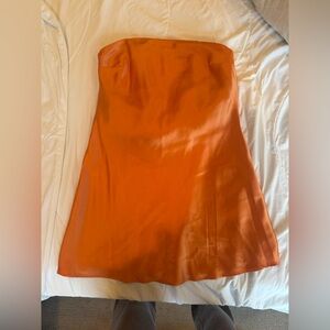 Orange strapless dress